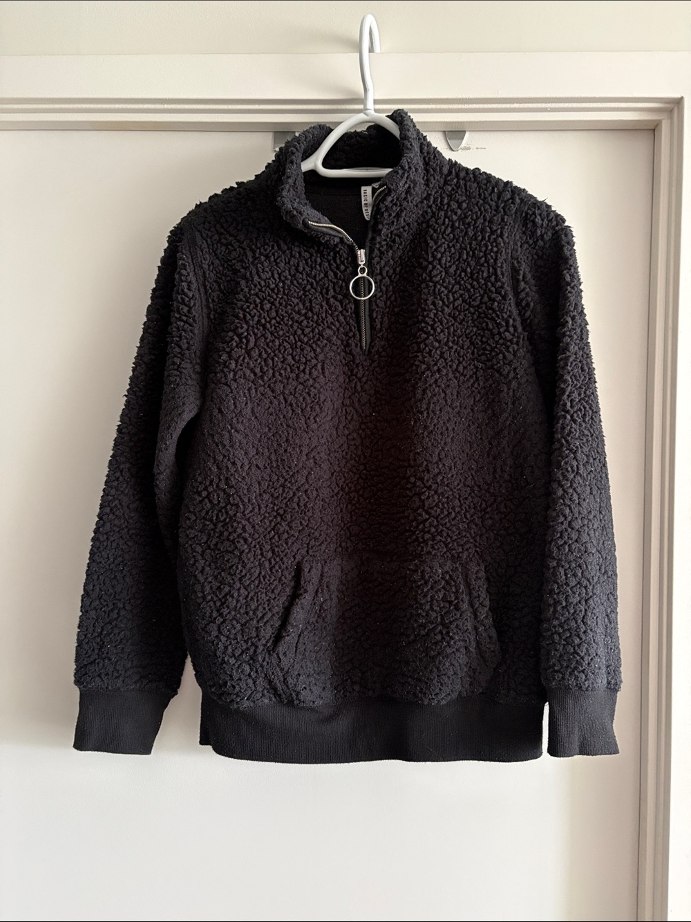 Black Sherpa Half-Zip Pullover Sweater